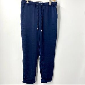 Sfera Basics navy satin cuffed trouser pants 8